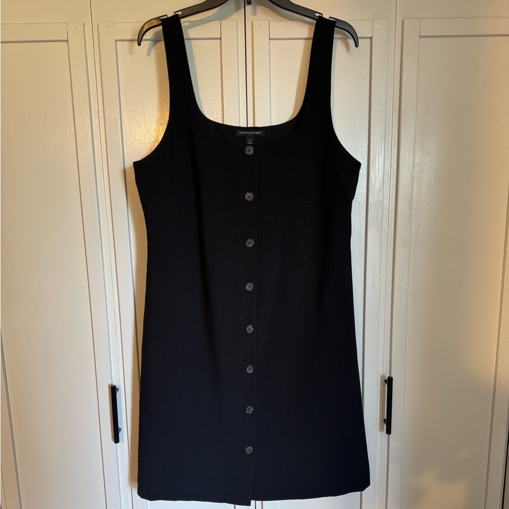 Banana Republic Black Button-Front Tank Dress